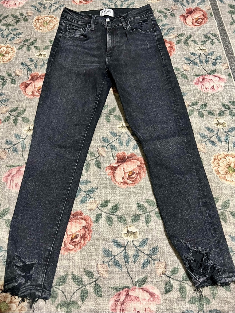 Agolde  Faded black Distressed High Waisted Skinny Jeans -Size 28
